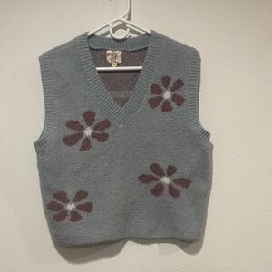 Elegant Floral V-Neck Sweater Vest